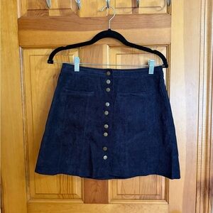 Lulu's Navy Button-Front A-Line Skirt